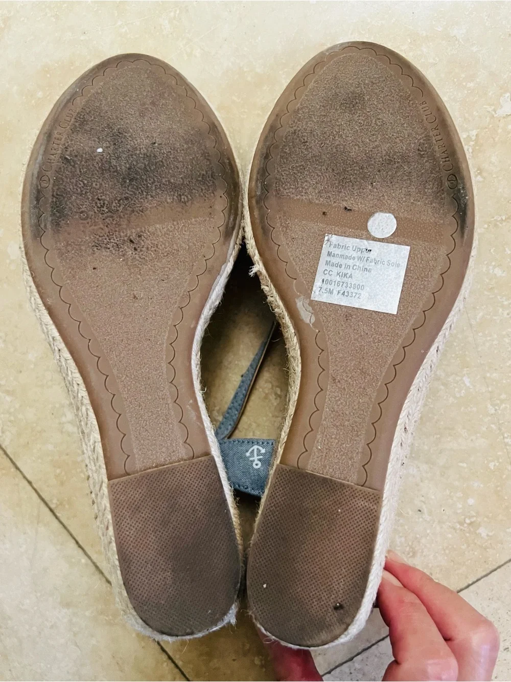 Charter Club Denim Blue Bow Slingback Espadrilles